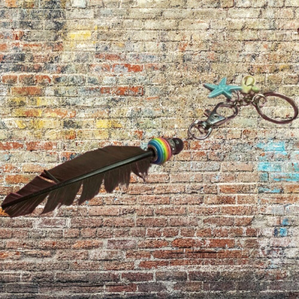 Set of Two Feather & Beaded purse Charms